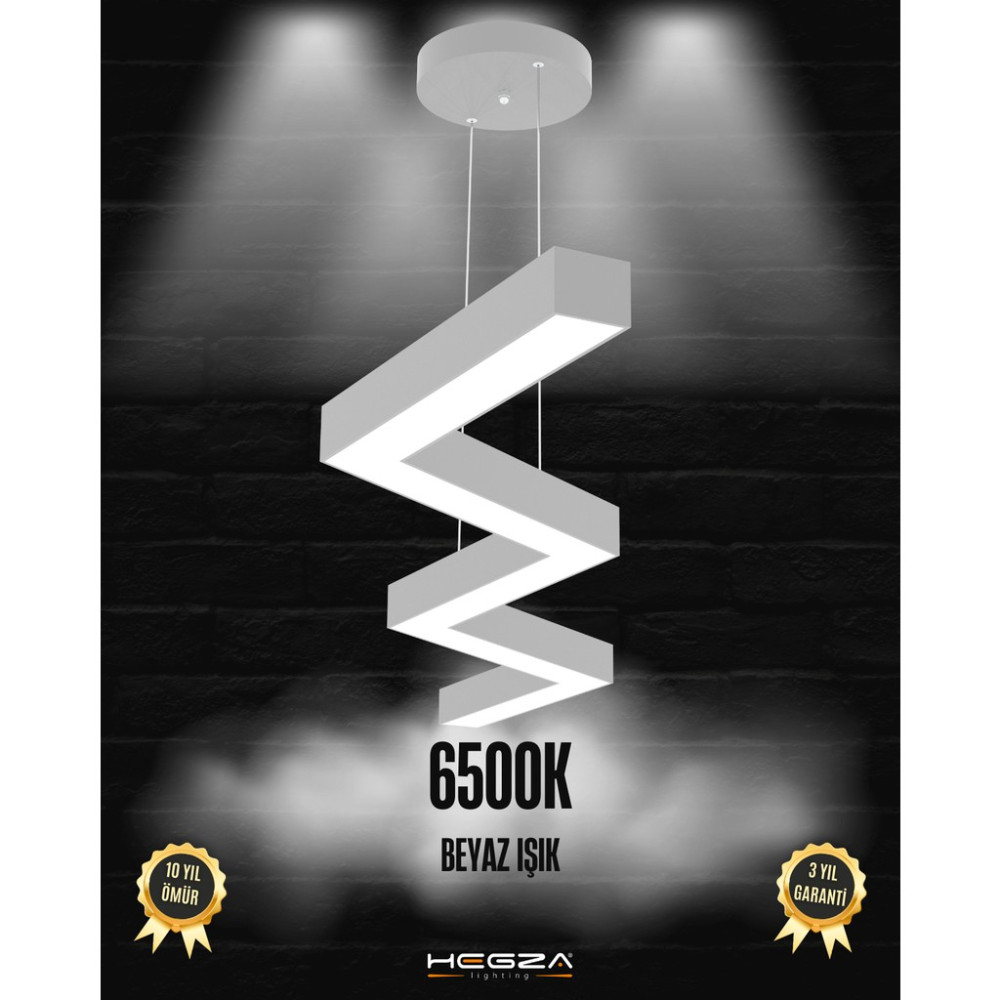 Zigzag (Gri Kasa, Beyaz Işık) Ledli Modern Sarkıt LED Avize Salon Mutfak Oturma Odası Yatak Odası Antre Hol LED - Gri - Beyaz Işık (6500K) Avize Fiyatı