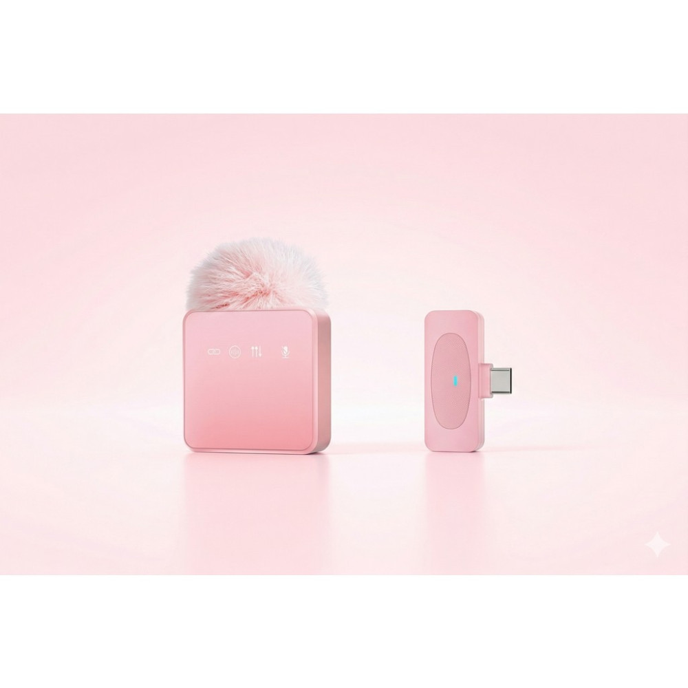 Zilvana Puffmic Pembe Tüylü Kablosuz Tekli Yaka Mikrofonu Type-C Lighting Uyumlu Canlı Yayın Mikrofonu Bilgisayar Çevirici ve Adaptörü Fiyatı
