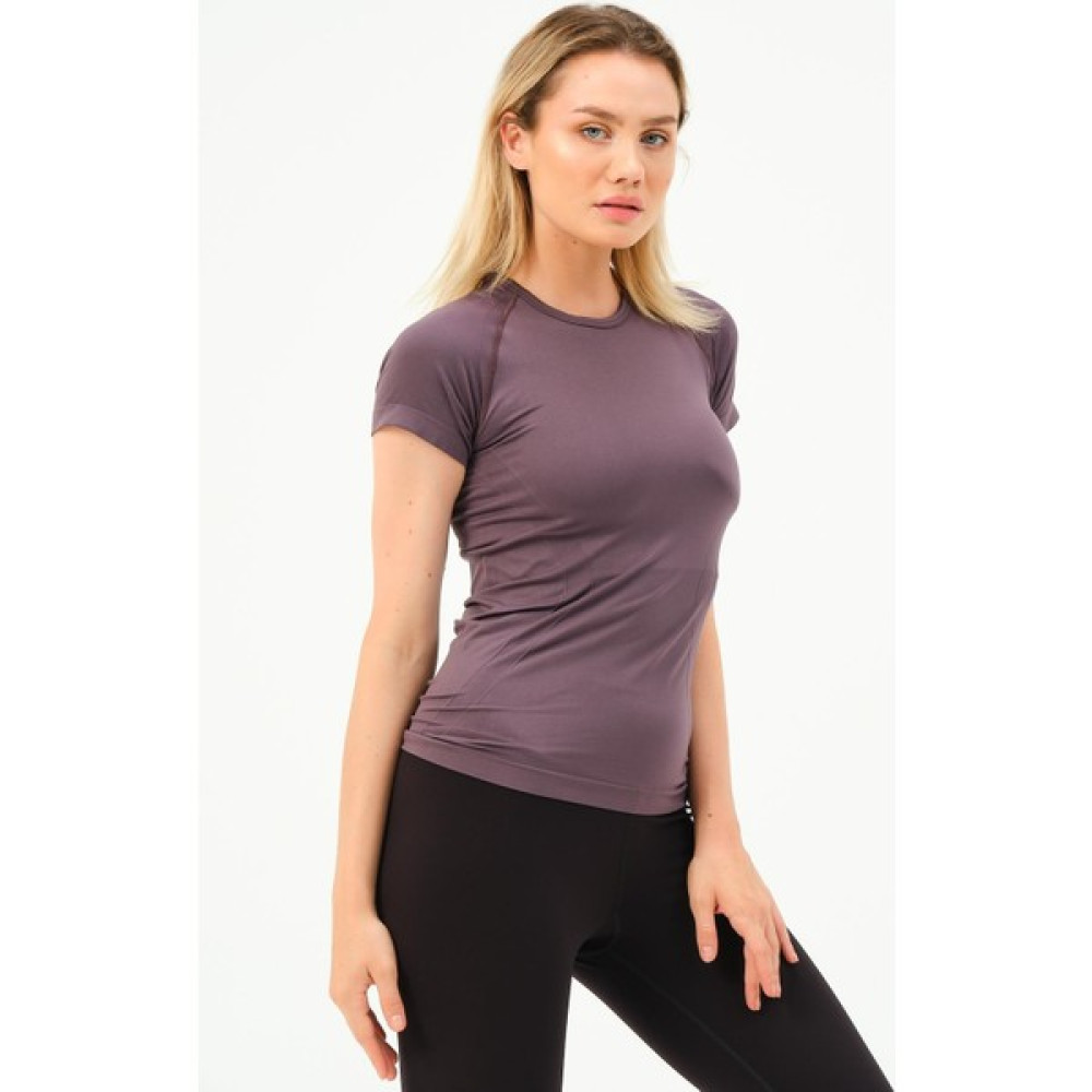 Zinde LIFE P-007899-KADIN Seamless (Dikişsiz) Yumuşak Dokulu Spor Kısa Kol T-Shirt-Füme Bayan T-shirt Fiyatı