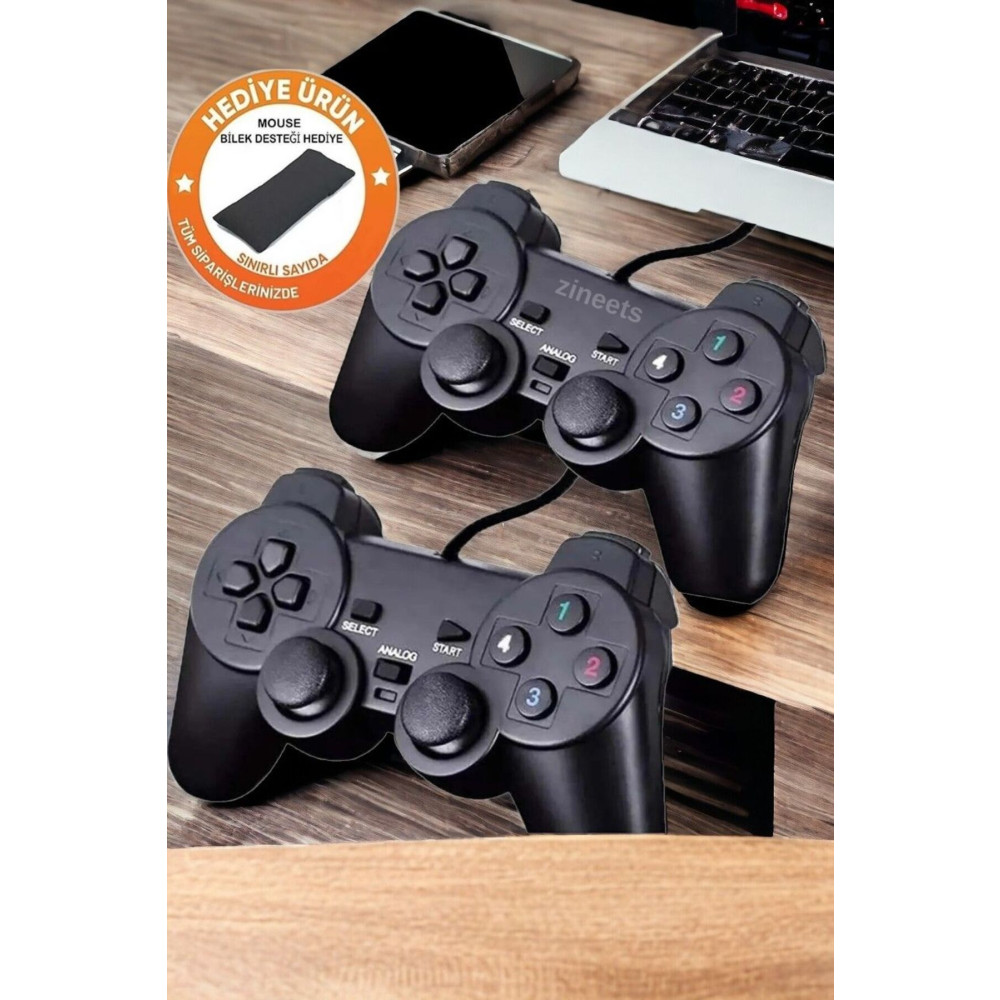 Zineets 2li Paket Ps2 Ps3 Ps4 Pc Uyumlu Oyun Kolu Usb KabloluJoystick Playstation Bilgisayar Analog Gamepad Konsol Aksesuarları Fiyatı
