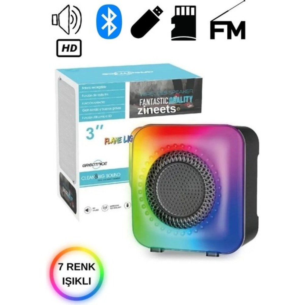Zineets Işıklı Bluetooth Hoparlör Kablosuz Ses Bombası Yüksek Ses Speaker Radyolu - Siyah Oto Boyaları Fiyatı