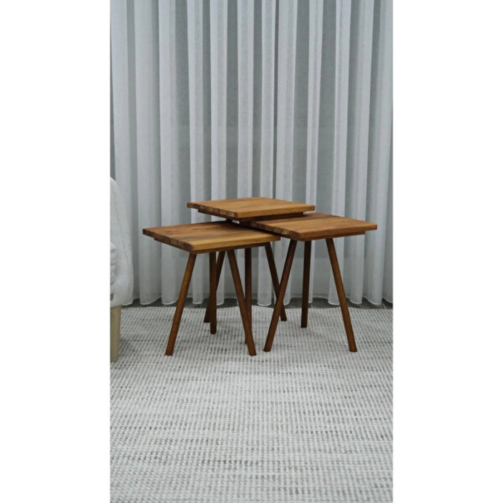 Zingal Design %100 Doğal Ahşap Sehpa 3’lü Zigon Sehpa Fiyatı