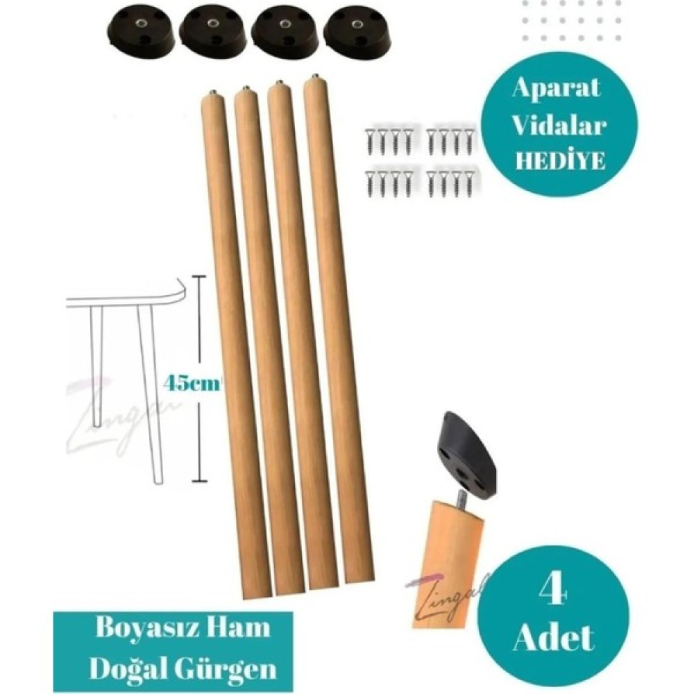 Zingal Design Sehpa Ayağı 45cm 4lü Nalburiye & Hırdavat Fiyatı