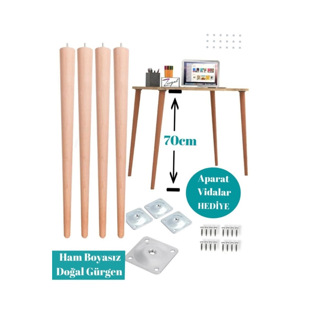 Zingaldesign Masa Ayağı Ahşap 4 Adet 70 Cm Ham Nalburiye & Hırdavat Fiyatı