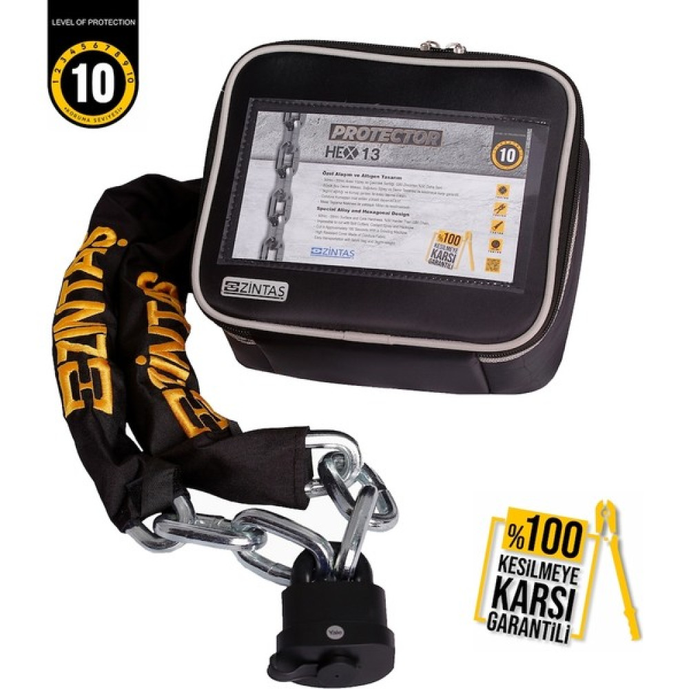 Zintaş Protector HEX13 Motosiklet Zincir Kilit 13mm 200cm Motorsiklet için Diğer Aksesuarlar Fiyatı
