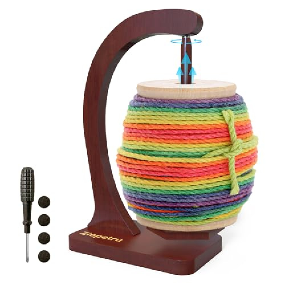 Ziopetru Wooden Yarn Holder,Magnetic Yarn Holder for Knitting and Crocheting,Wooden Magnetic Yarn Holder with Anti-Slip Pads,Yarn Holder Spinner,Crochet Gift for Knitting Lovers