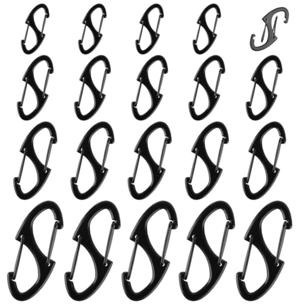 Zipper Clips Anti Theft, 20 Pcs Zipper Pull Locks for Backpacks, Double-Sided Spring S Carabiner Clasps Theft Deterrent for Luggage Suitcase Handbags Keys Purse(Triangle Black)