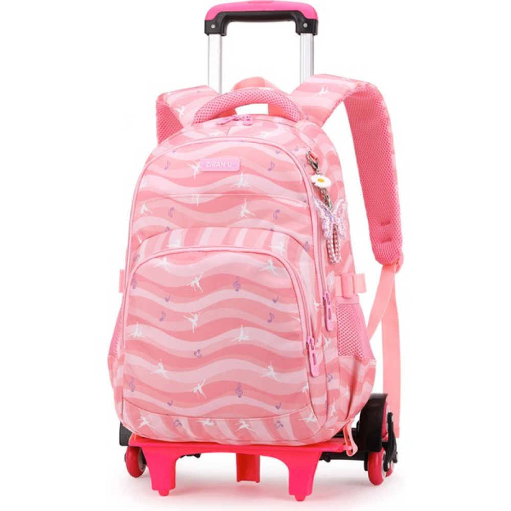 Ziranyu Tekerlekli Çekçekli Desenli Sırt Çantası - Pembe (Yurt Dışından) - 20-35L Okul Çantası Fiyatı