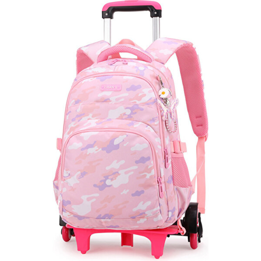 Ziranyu Tekerlekli Çekçekli Yıldız Desenli Sırt Çantası - Pembe (Yurt Dışından) - 20-35L Okul Çantası Fiyatı