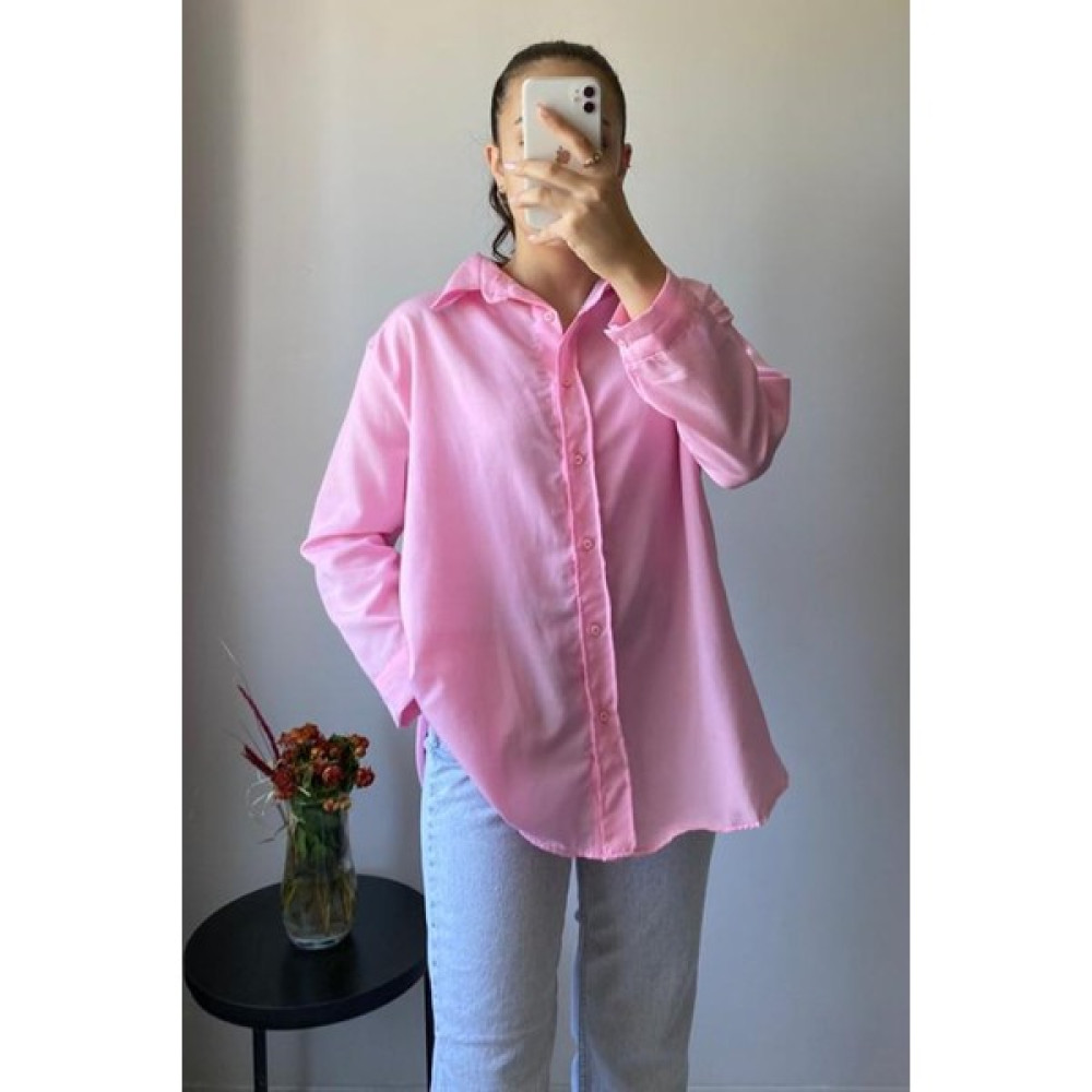 Ziwod Toz Pembe Oversıze Poplin Gömlek Kadın Gömlek Fiyatı