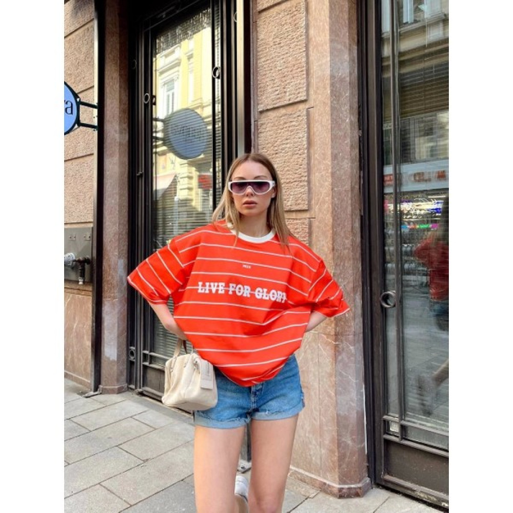 Ziyade Butik Lıve For Glory Baskılı Oversize T-Shirt Bayan T-shirt Fiyatı