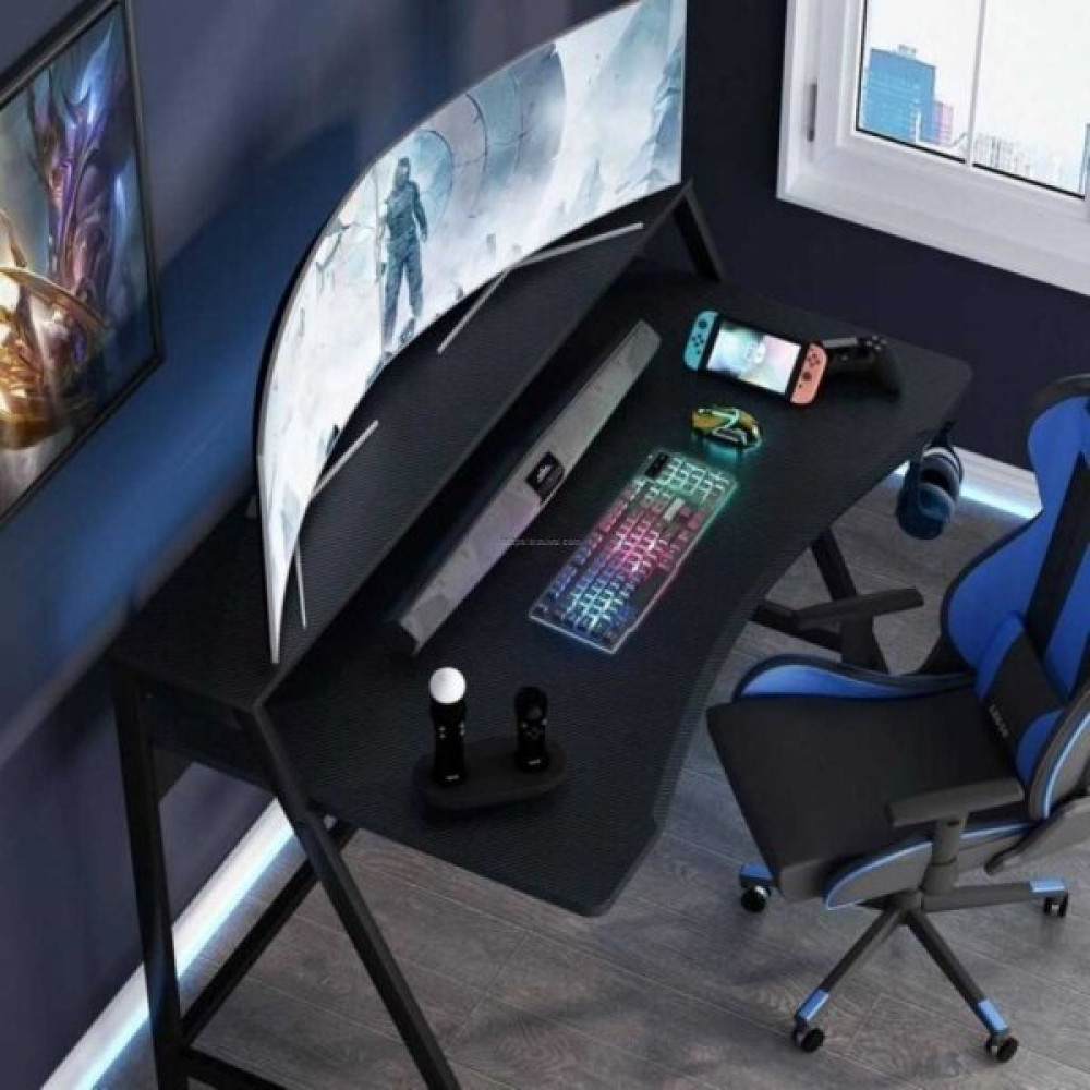 Zizuva Tasarım 120x96x60 CM Monitör Raflı Siyah Gaming Çalışma Masası Bilgisayar Masası Fiyatı