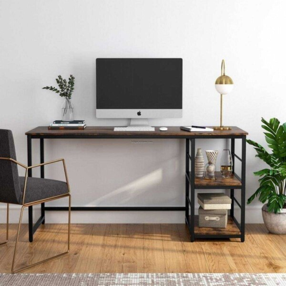 Zizuva Tasarım 140x75x60 CM Raflı Ceviz Çalışma Masası Bilgisayar Masası Fiyatı