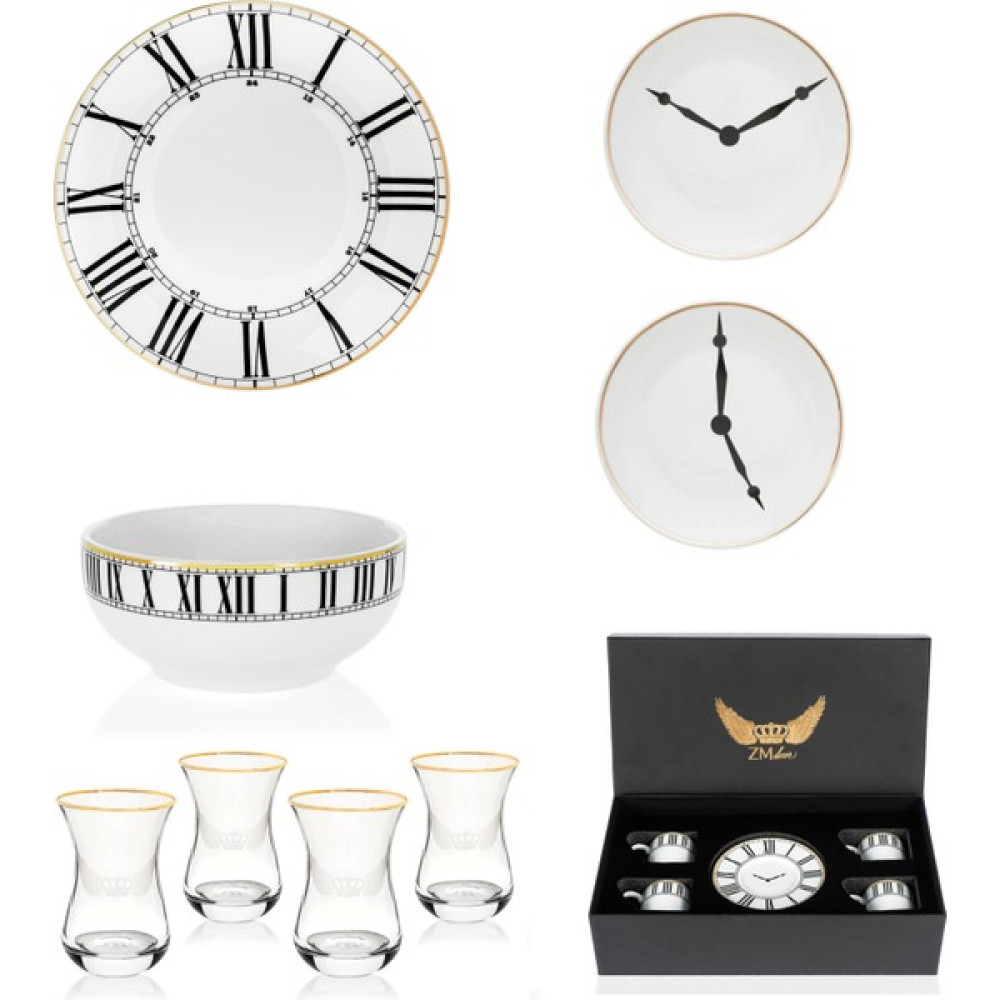 Zm Decor Saat Tabak &çay Kahve Seti 20 Parça (4 Kişilik ) Kahvaltı Takımı Fiyatı