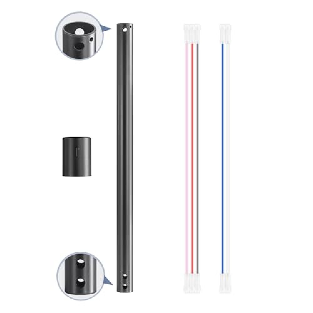 ZMISHIBO 36 Inch Ceiling Fan Downrod with Coupler, 1" Diameter and 36" Height Ceiling Fan Extension Rod with Wires, Downrods Extension for Most of Ceiling Fans, Black, Not Threaded