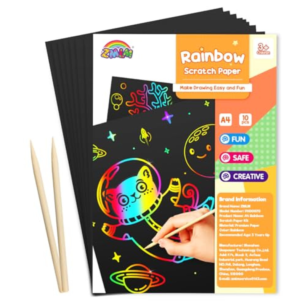 ZMLM Easter Scratch Art Paper - Easter Basket Stuffers for Kids | A4 Size Scratch Paper Classroom Must Have No Mess Craft Supplies & Creative Birthday Gifts for Girls Boys Ages 3-10+