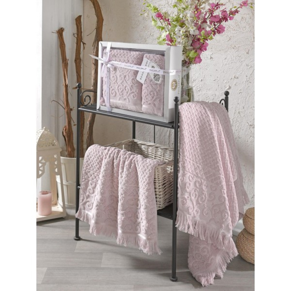 Z&N Style Wendy Hediye Ve Çeyizlik,Lü x Cotton 2'Li El Ve Banyo Havlu Set(50 x 90 1Adet,70 x 140 1Adet) Özel Kutulu - Açık Pembe - 70 x 140 cm El / Yüz Havlusu Fiyatı