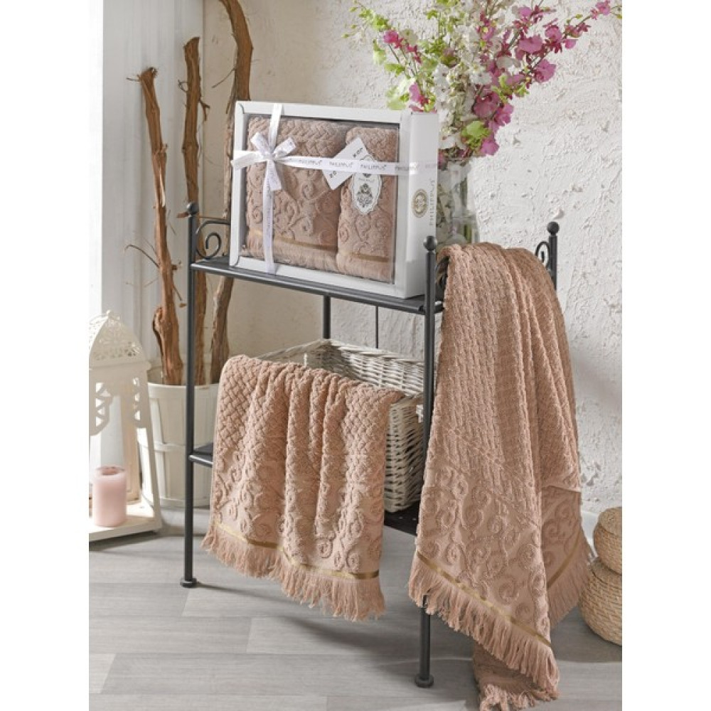 Z&N Style Wendy Hediye Ve Çeyizlik,Lü x Cotton 2'Li El Ve Banyo Havlu Set(50 x 90 1Adet,70 x 140 1Adet) Özel Kutulu - Bej - 70 x 140 cm El / Yüz Havlusu Fiyatı