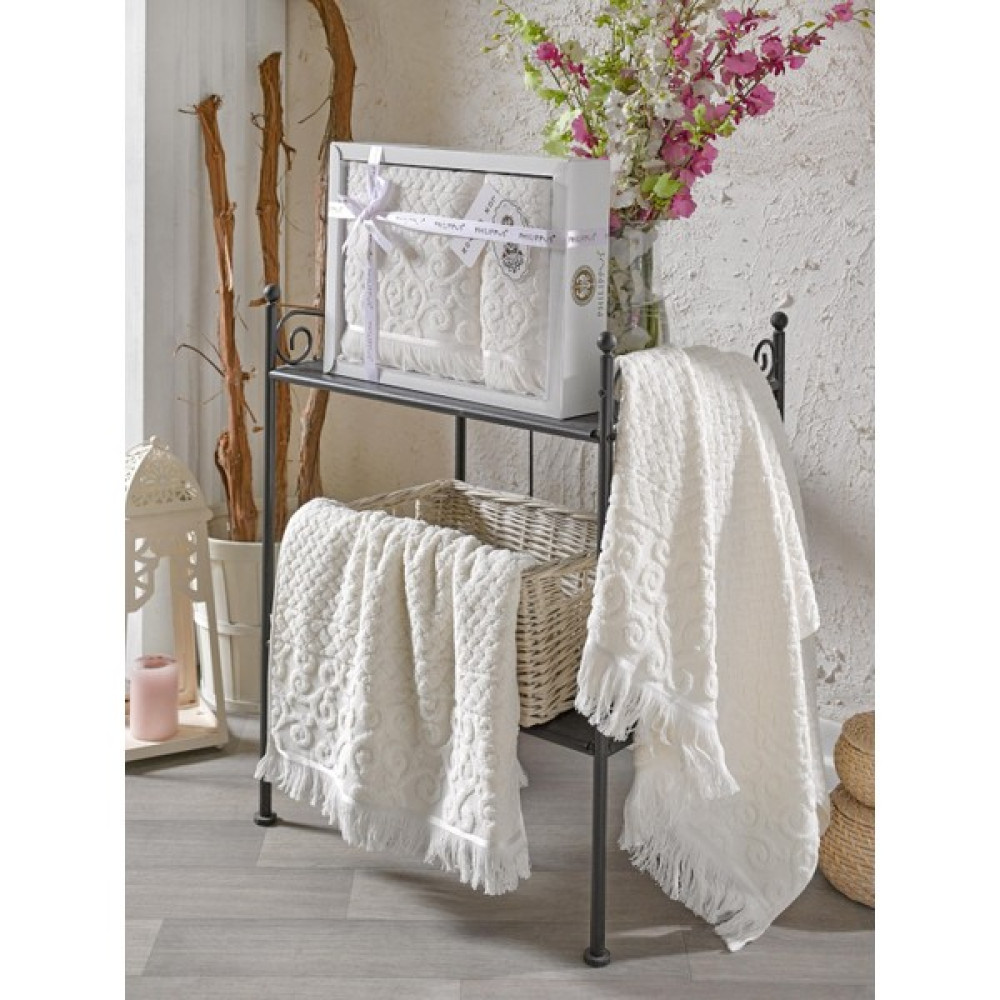 Z&N Style Wendy Hediye Ve Çeyizlik,Lü x Cotton 2'Li El Ve Banyo Havlu Set(50 x 90 1Adet,70 x 140 1Adet) Özel Kutulu - Krem - 70 x 140 cm El / Yüz Havlusu Fiyatı