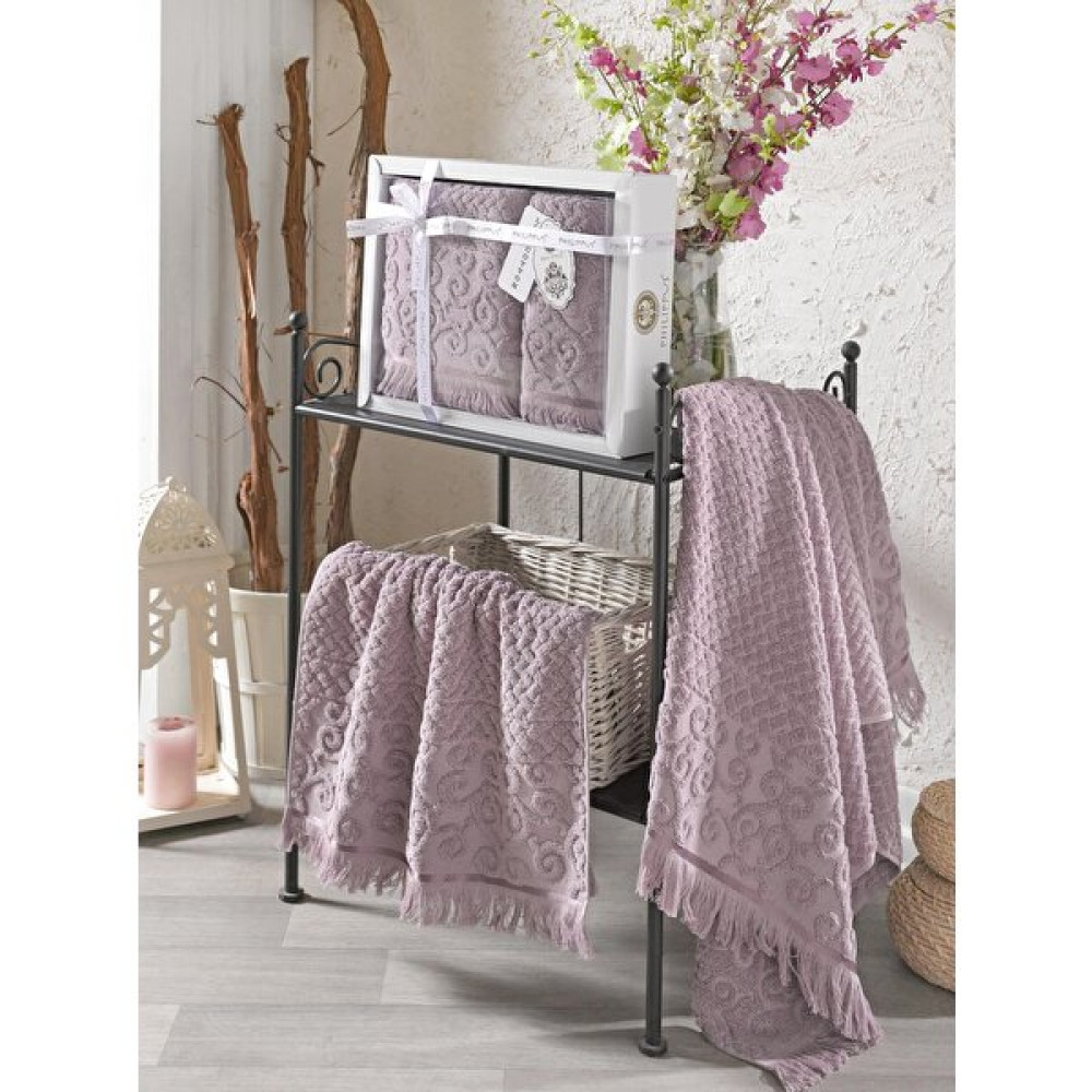 Z&N Style Wendy Hediye Ve Çeyizlik,Lü x Cotton 2'Li El Ve Banyo Havlu Set(50 x 90 1Adet,70 x 140 1Adet) Özel Kutulu - Mürdüm - 70 x 140 cm El / Yüz Havlusu Fiyatı