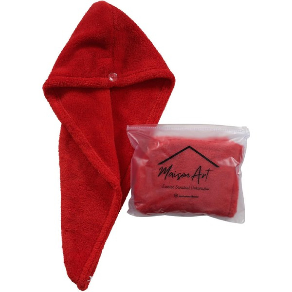 Znp Home Dry | Saç Kurutma Bonesi | Saç Havlusu | Saç Kurulama Havlusu - 65 x 25 cm - Kırmızı El / Yüz Havlusu Fiyatı