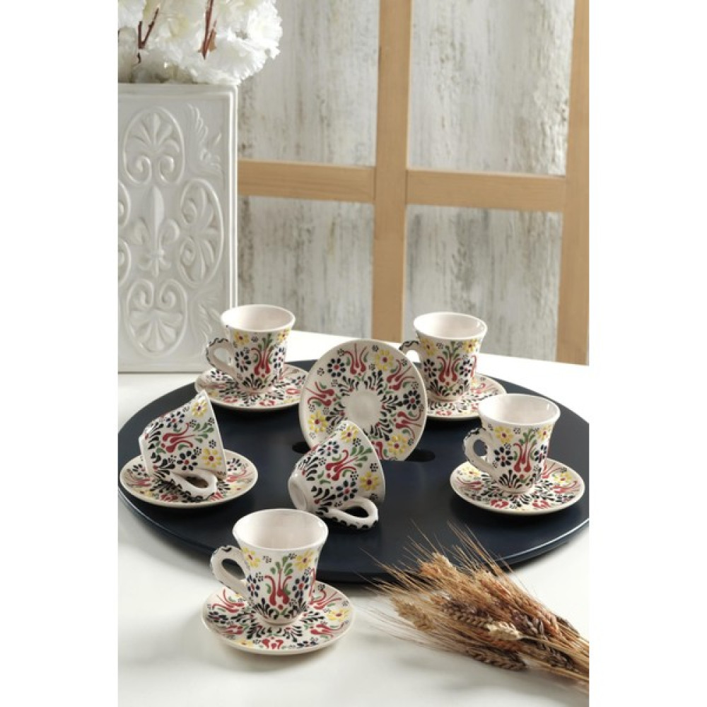 Znp Home Vintage Kahve Fincan Takımı 6 Kişilik El Yapımı Türk Kahvesi Expresso Fincanı Seti - Yeşil Fincan / Bardak / Kahve Takımı Fiyatı