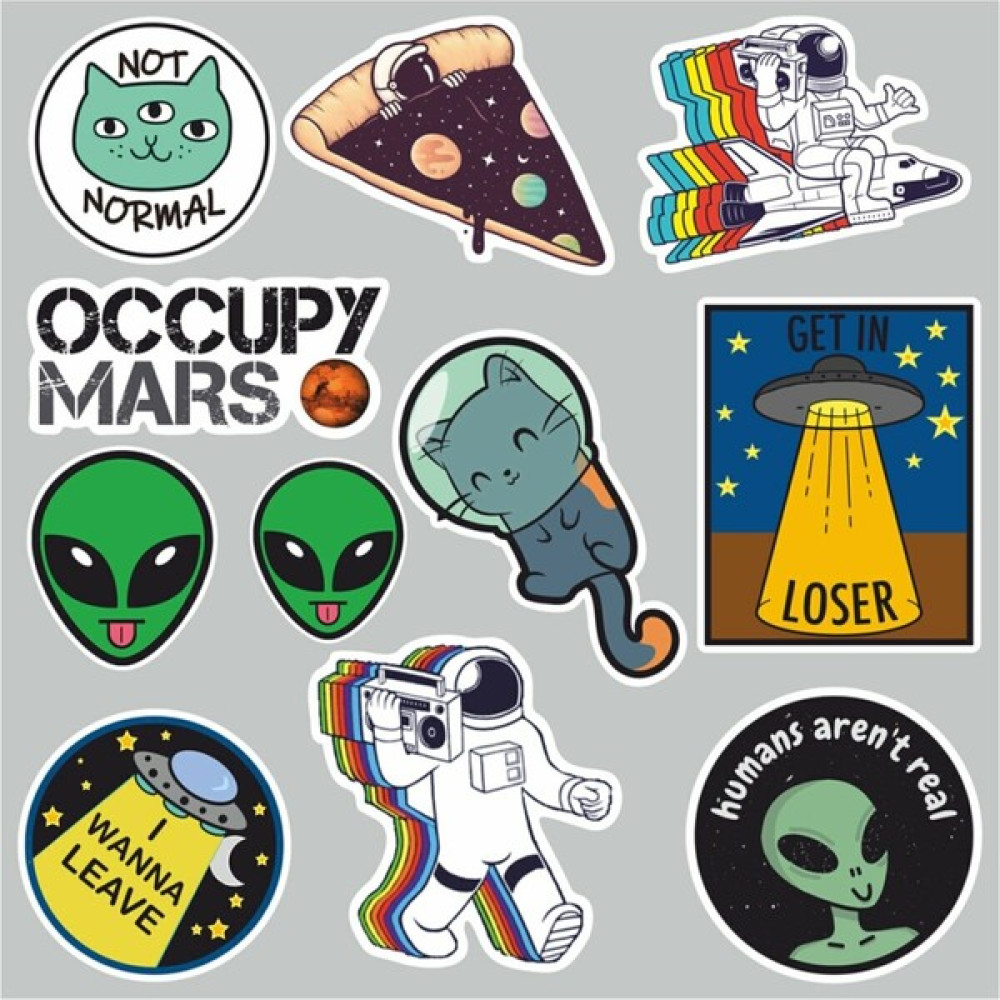 Zobar Markt Nasa Temalı Laptop Notebook Tablet Sticker Set 4 - 5 cm - Renkli Sticker Fiyatı