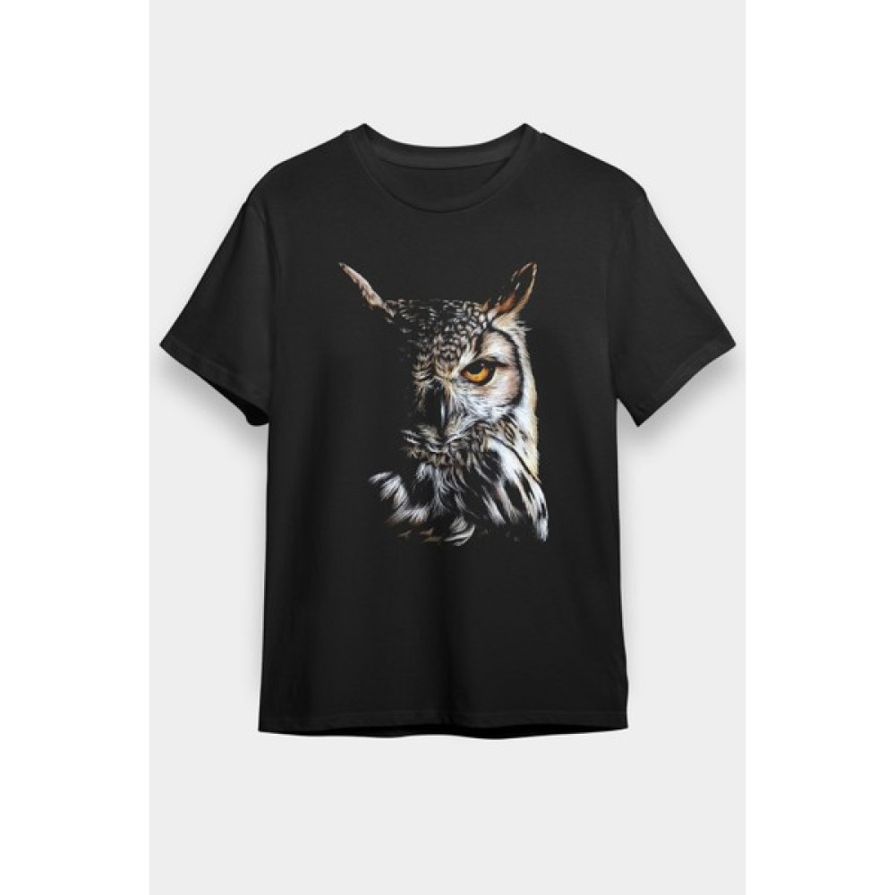 Zoka Wear Baykuş Siyah Unisex Tişört T-Shirt - Erkek T-shirt Fiyatı