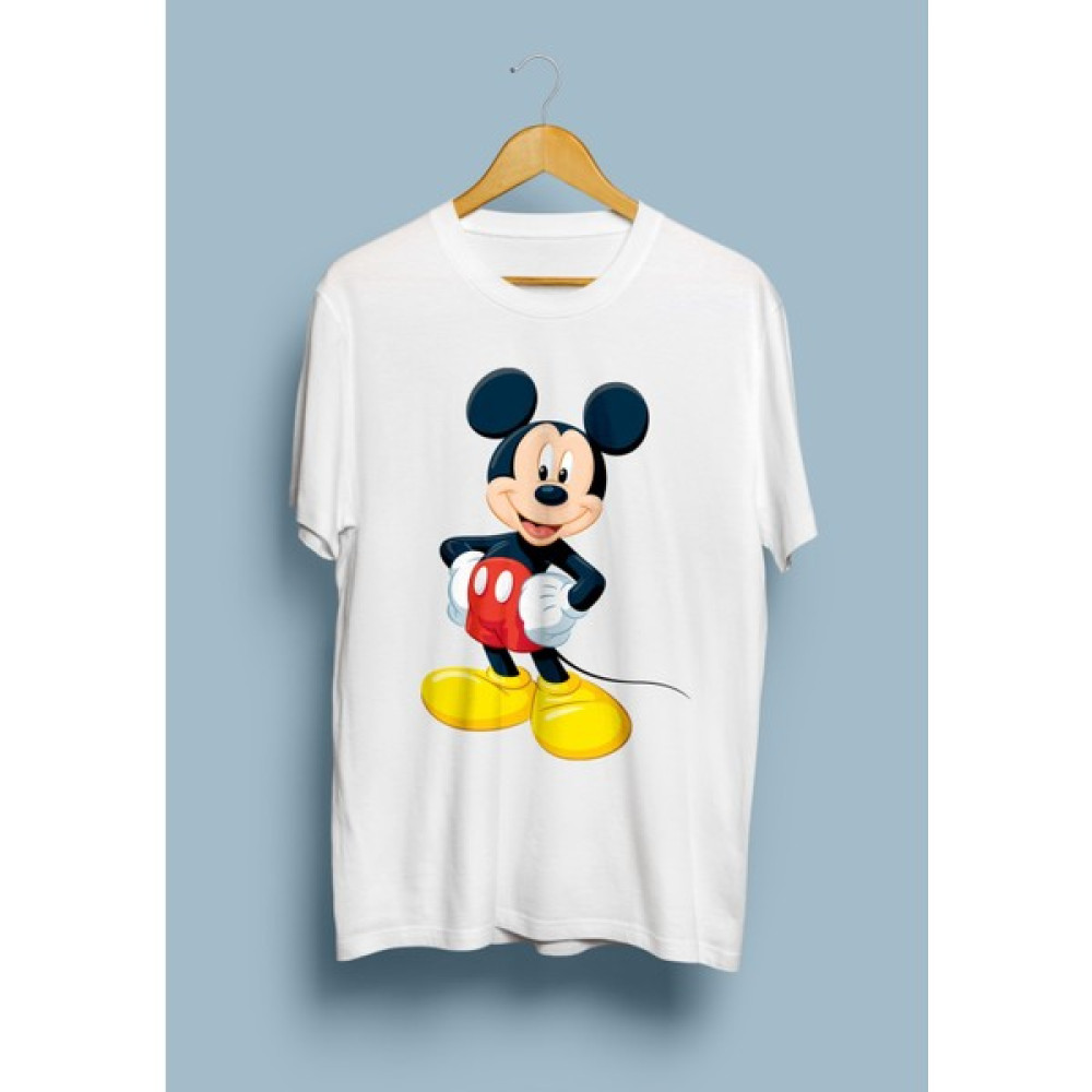 Zoka Wear Unisex Beyaz Mickey Mouse Miki Fare Tasarım Baskılı Tişört Erkek T-shirt Fiyatı
