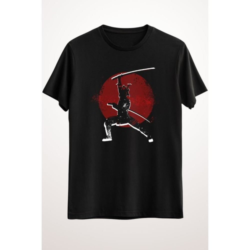 Zoka Wear Unisex Siyah Tişört Samurai Red Sun Erkek T-shirt Fiyatı