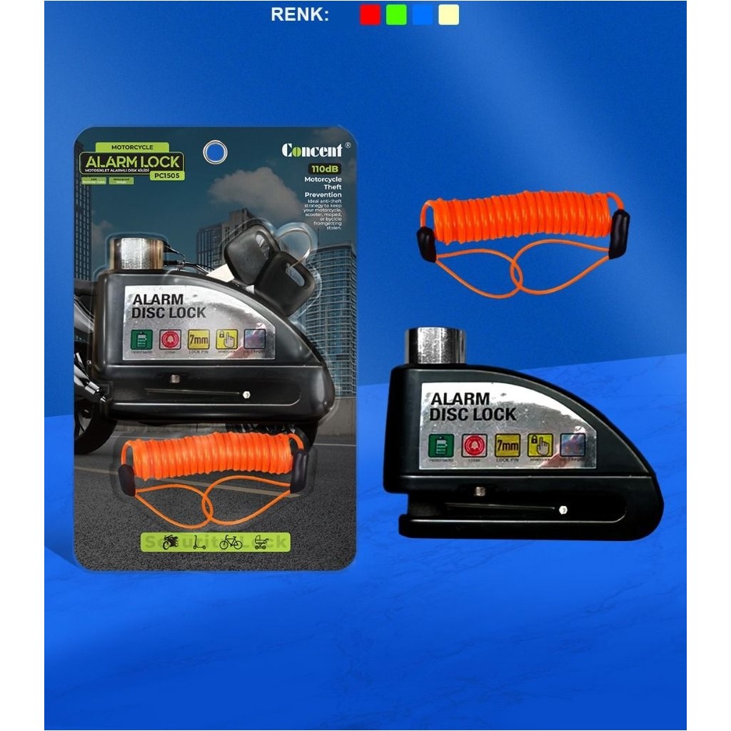 Zoli Locks Motosiklet Scooter Teker Disk Freni Alarmlı Kilit Alüminyum Alaşımlı Hatırlatıcı Ipli Motorsiklet Kilidi & Alarmı Fiyatı