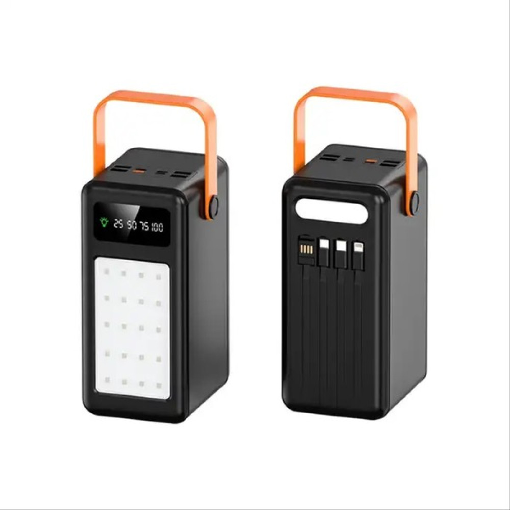 Zoli Ön Arka LED Fenerli Entegre Şarj Kablolu Powerbank 50.000MAH - Siyah Taşınabilir Şarj Cihazı - Powerbank Fiyatı