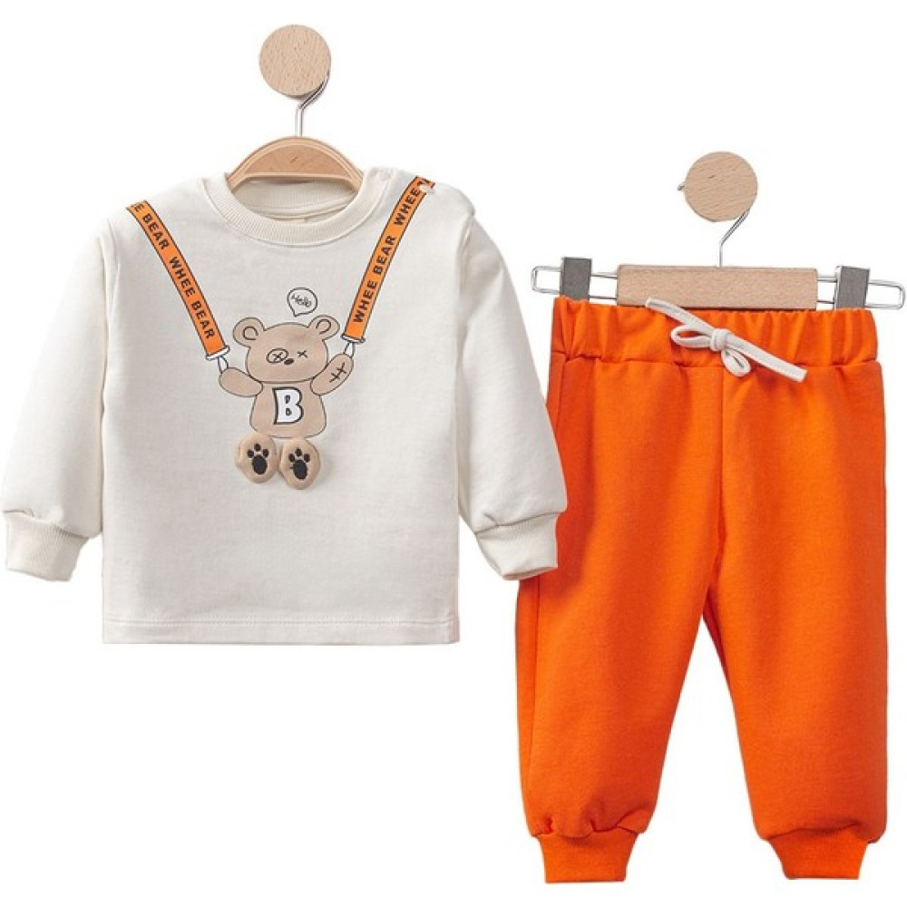 Zolo Kids Şişme Ayı Baskılı Takım Turuncu Bebek Giysi Takım Fiyatı