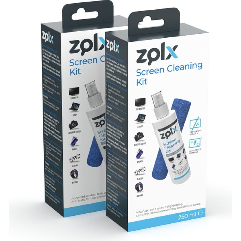 Zolx Ekran Temizleme Seti 250ML * 2 Adet ( Mikrofiber Bez ) Lcd, Led, Ekran, Laptop, Tablet, Bilgisayar, Televizyon, Cep Telefonu, Gözlük, Kamera,... TV Aksesuarları Fiyatı