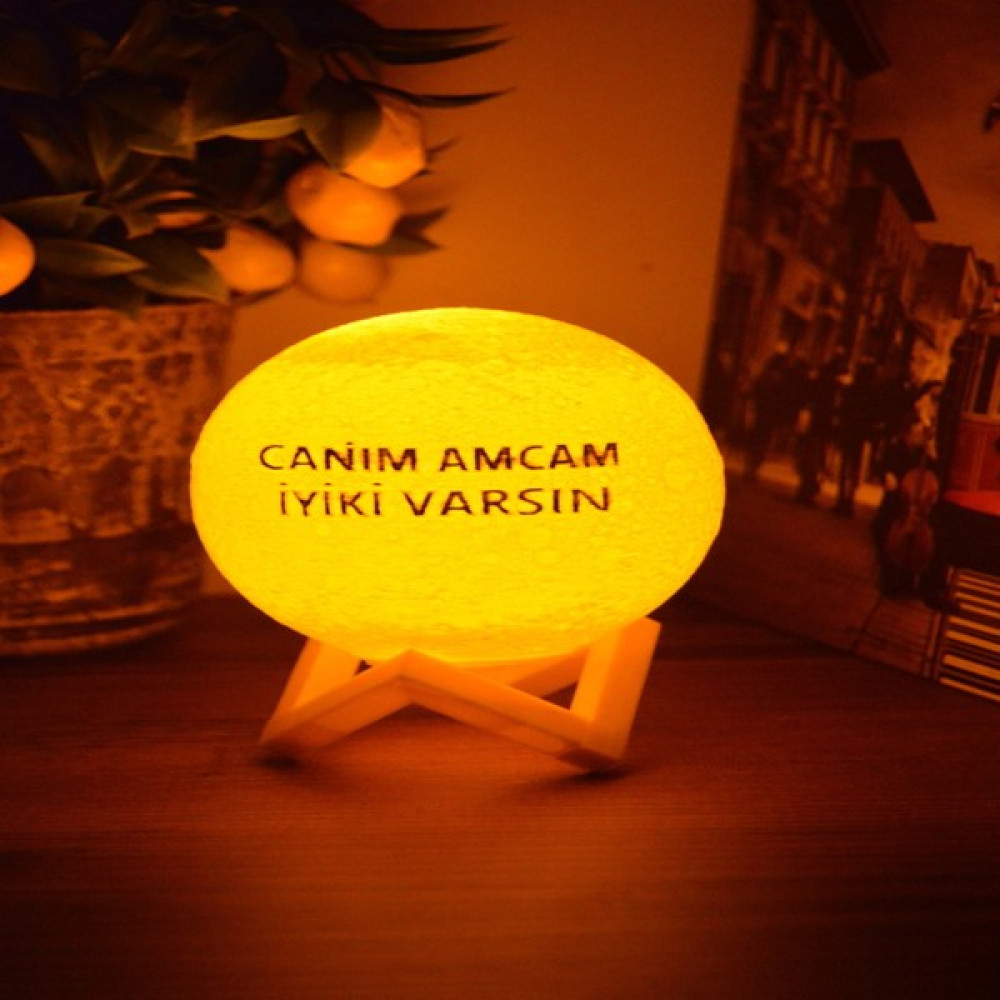 Zone Ozone 12cm Canım Amcam İyiki Varsın Kare Standlı Ay Küresi neon led lamba hediyelik eşya avize masa lambası gece lambası moon yılbaşı hediye Gece Lambası Fiyatı