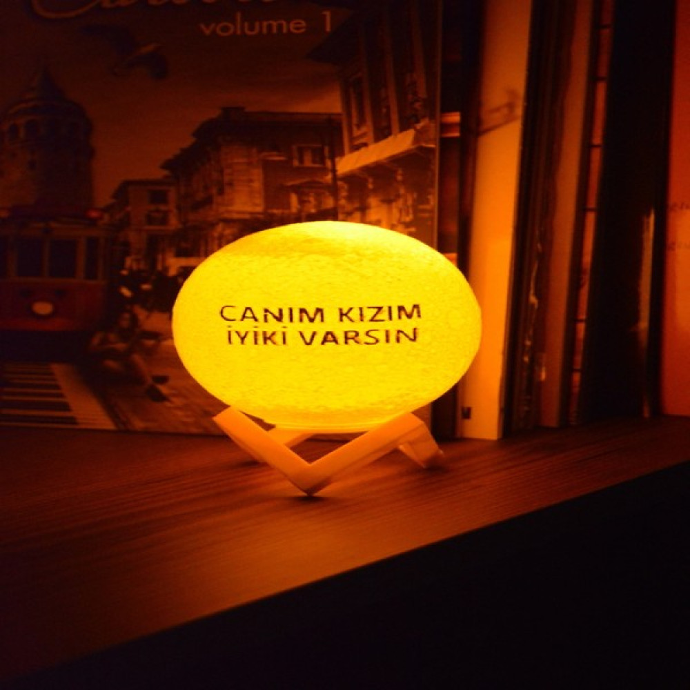 Zone Ozone 12cm Canım Kızım İyiki Varsın Kare Standlı Ay Küresi neon led lamba hediyelik eşya avize masa lambası gece lambası moon yılbaşı hediye Gece Lambası Fiyatı