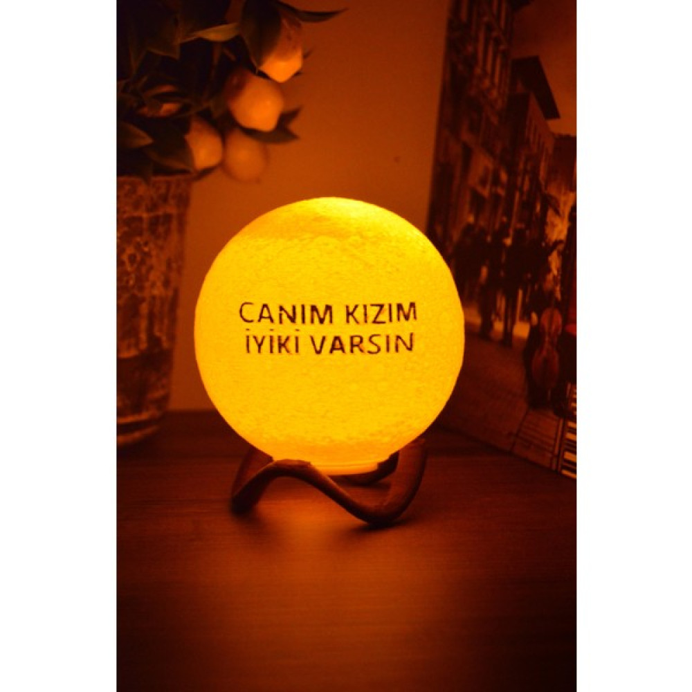 Zone Ozone 12cm Canım Kızım İyiki Varsın Standlı Ay Küresi neon led lamba hediyelik eşya avize masa lambası gece lambası moon yılbaşı hediye - Beyaz Gece Lambası Fiyatı