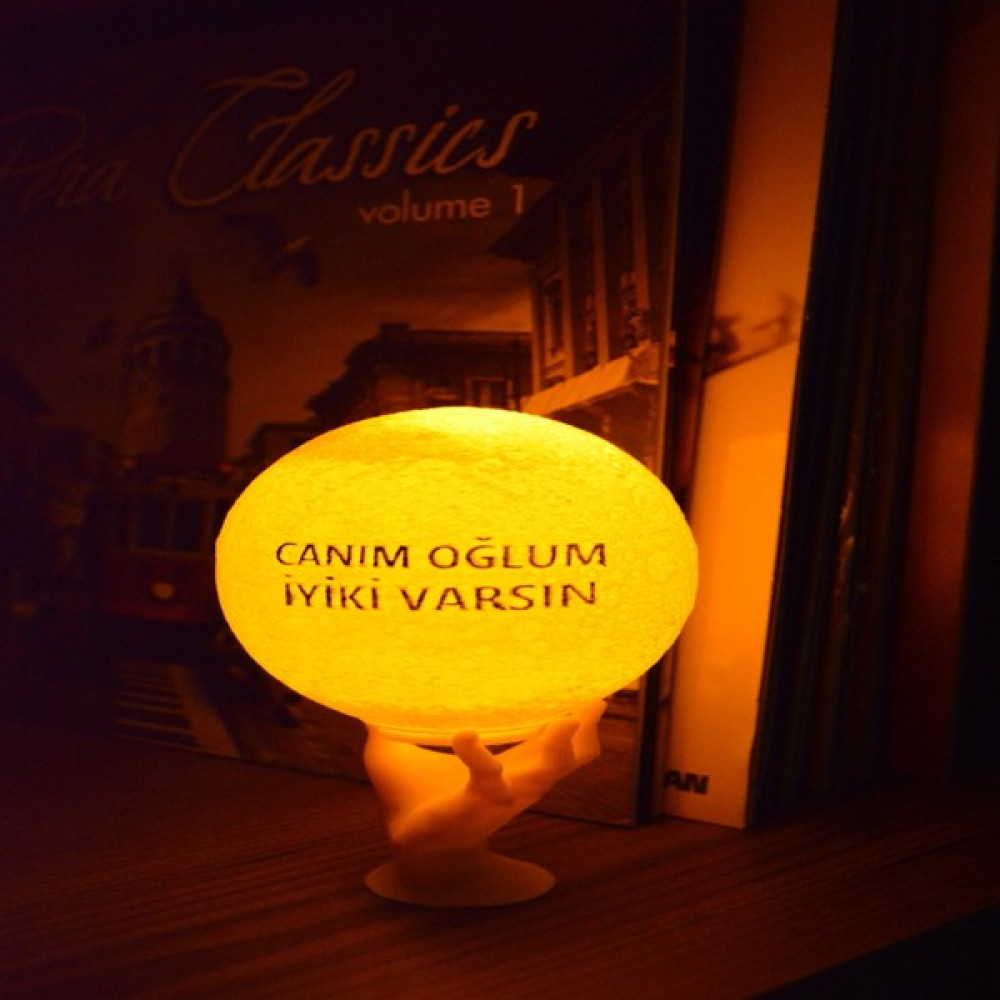 Zone Ozone 12CM Canım Oğlum Iyiki Varsın Standlı Ay Küresi Neon LED Lamba Hediyelik Eşya Avize Masa Lambası Gece Lambası Moon Yılbaşı Hediye - Beyaz Gece Lambası Fiyatı