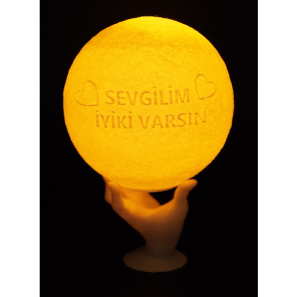 Zone Ozone 12CM Sevgilim Iyiki Varsın El Standlı Ay Küresi Neon LED Lamba Hediyelik Eşya Avize Masa Lambası Gece Lambası Moon Yılbaşı Hediye - Beyaz Gece Lambası Fiyatı