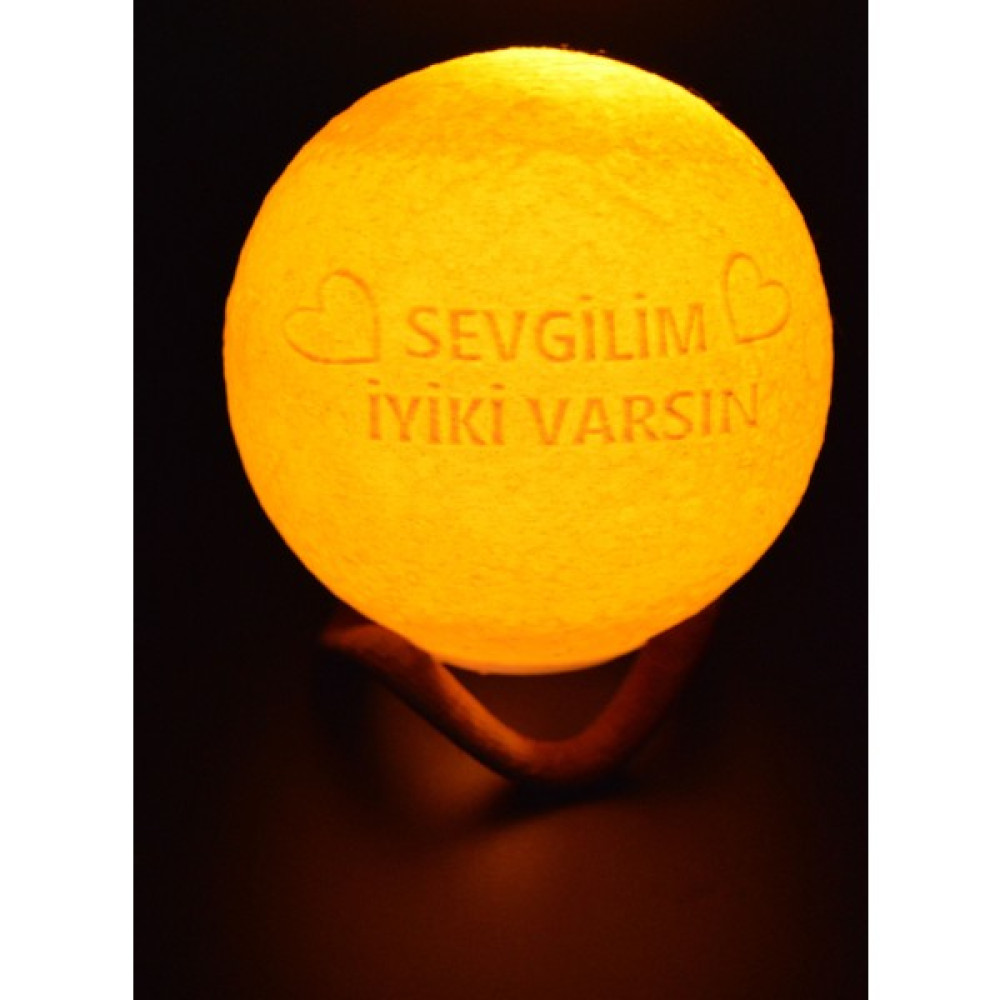 Zone Ozone 12cm Sevgilim İyiki Varsın Standlı Ay Küresi neon led lamba hediyelik eşya avize masa lambası gece lambası moon yılbaşı hediye - Beyaz Gece Lambası Fiyatı