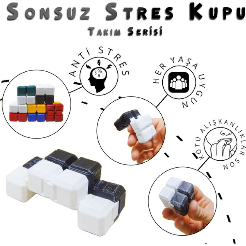 Zone Ozone Beşiktaş Takım Konseptli Sonsuz Stres Küpü Fidget Poppit Stres Oyuncağı Fidget Eğitici Oyuncak Fiyatı