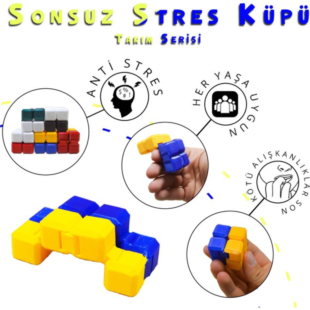 Zone Ozone Fenerbahçe Takım Konseptli Sonsuz Stres Küpü Fidget Poppit Stres Oyuncağı Eğitici Oyuncak Fiyatı