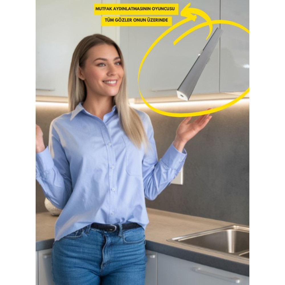 Zonled Beyaz Günışığı Mutfak Dolabı ve Tezgah Altı LED Şerit Profil Aydınlatma Fişli Anahtarlı - 3 m - Gün Işığı Led Aydınlatmalar Fiyatı