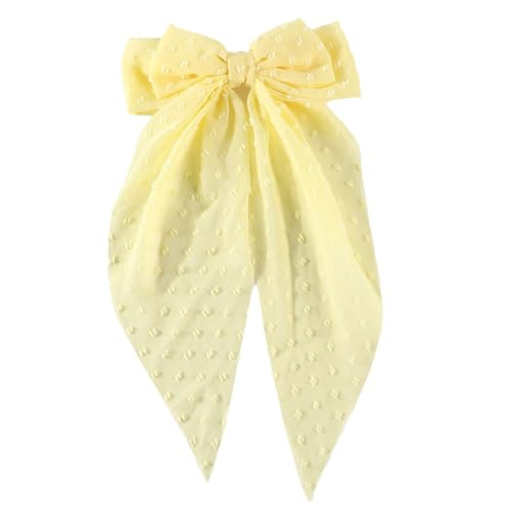 ZOONAI 8 Inches Big Tulle Layered Hair Clip for Women Girls, Large Long Bow Hair Clip Bowknot Hairpin Hair Accessories (Yellow, One Size)