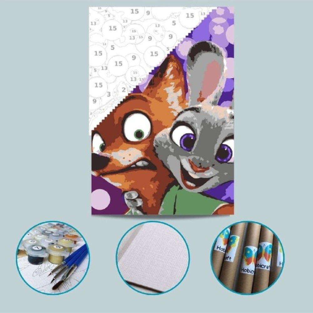 Zootopia Çocuklar Için Tuval Kağıdından Sayılarla Boyama Seti Boya ve Fırça Dahil Sanatsal Malzemeler Fiyatı