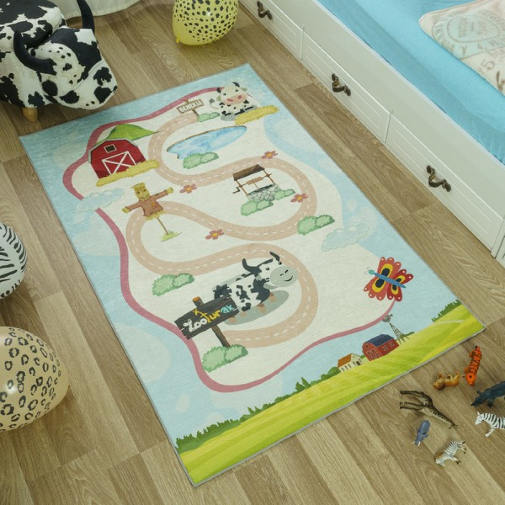Zooturak Çocuk Odası Halısı Inek Benekli - 100 x 150 cm - Renkli Oto Boyaları Fiyatı