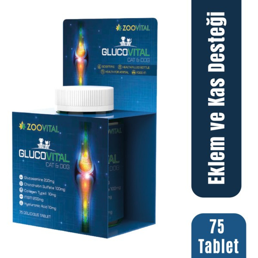 Zoovital -Glucovital Cat&dog  Kedi ve Küçük Irk Köpekler Için Eklem ve Kas Desteği 75 Tablet Oto Boyaları Fiyatı