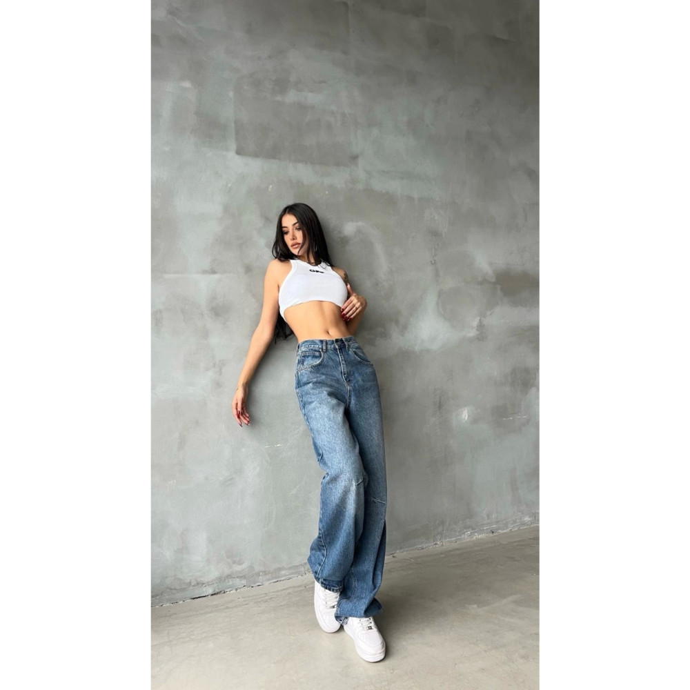 Zora Butik Kemer Toka Detay Baggy Jean | Koyu Mavi 38 Beden Kadın Pantolon Fiyatı