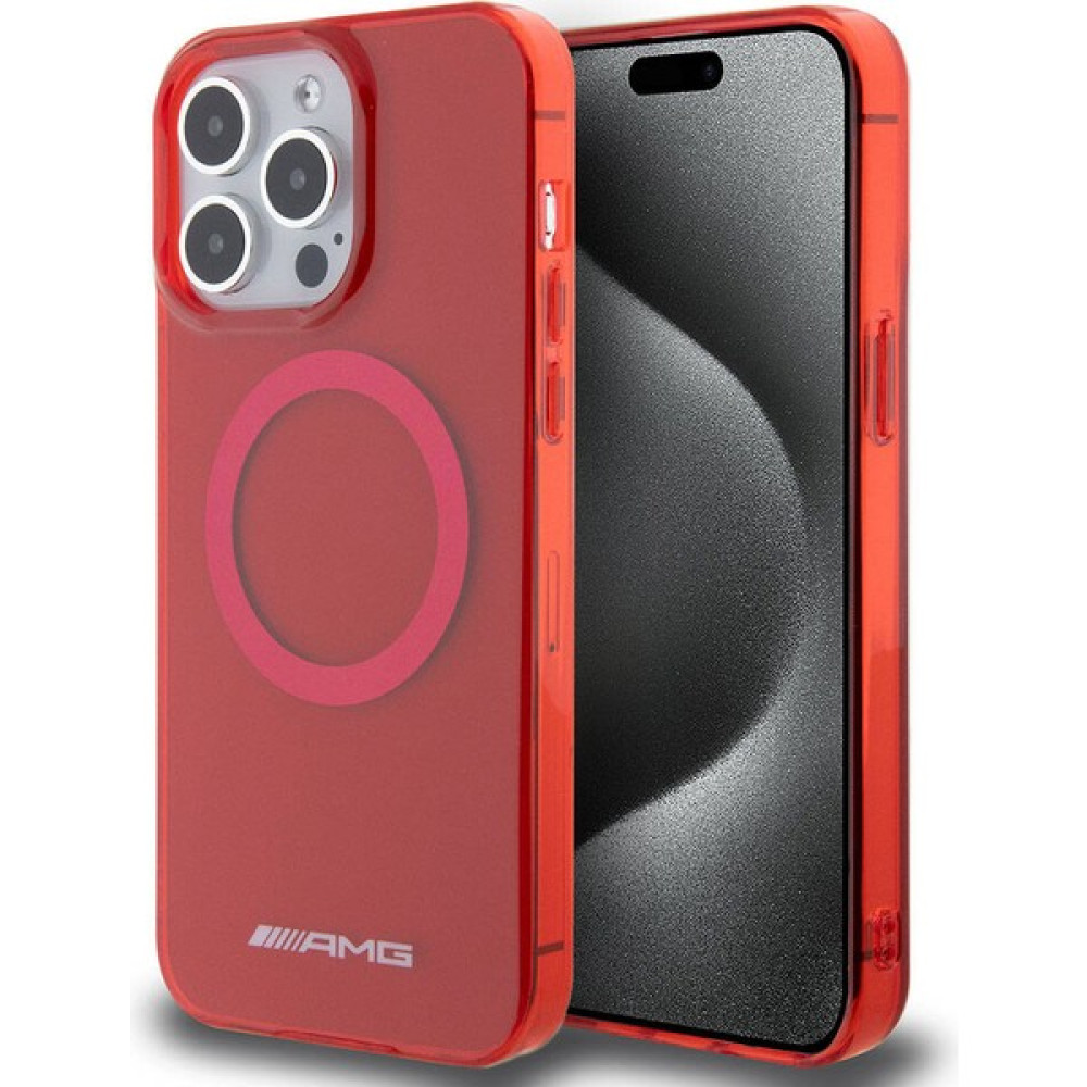 ZORE AMG iPhone 15 Pro Max Kılıf Amg Orjinal Lisanslı Magsafe Şarj Özellikli Transparan Kapak Kırmızı Cep Telefonu Kılıfı Fiyatı