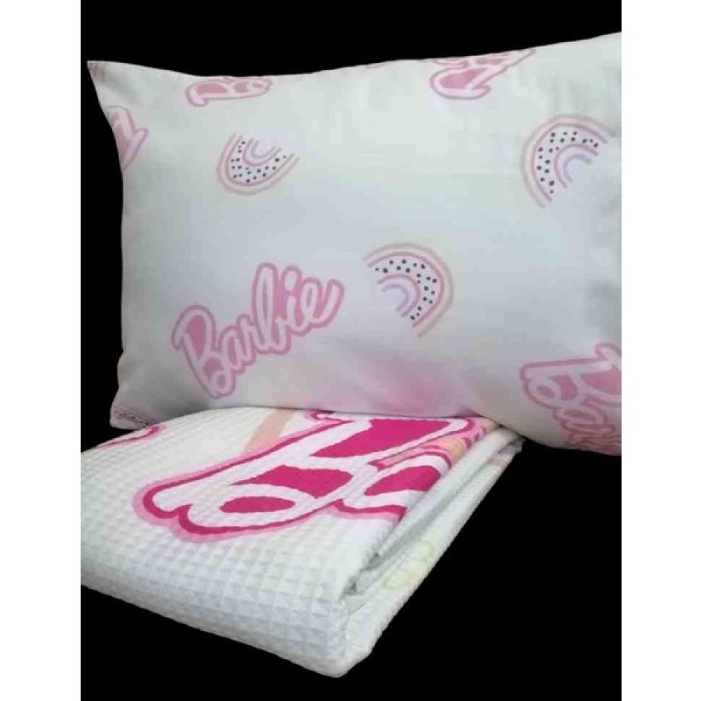 Zorluteks Barbie Hawaii Tek Kişilik Pike Yastık Set - Beyaz - Pembe Pike & Pike Takımı Fiyatı